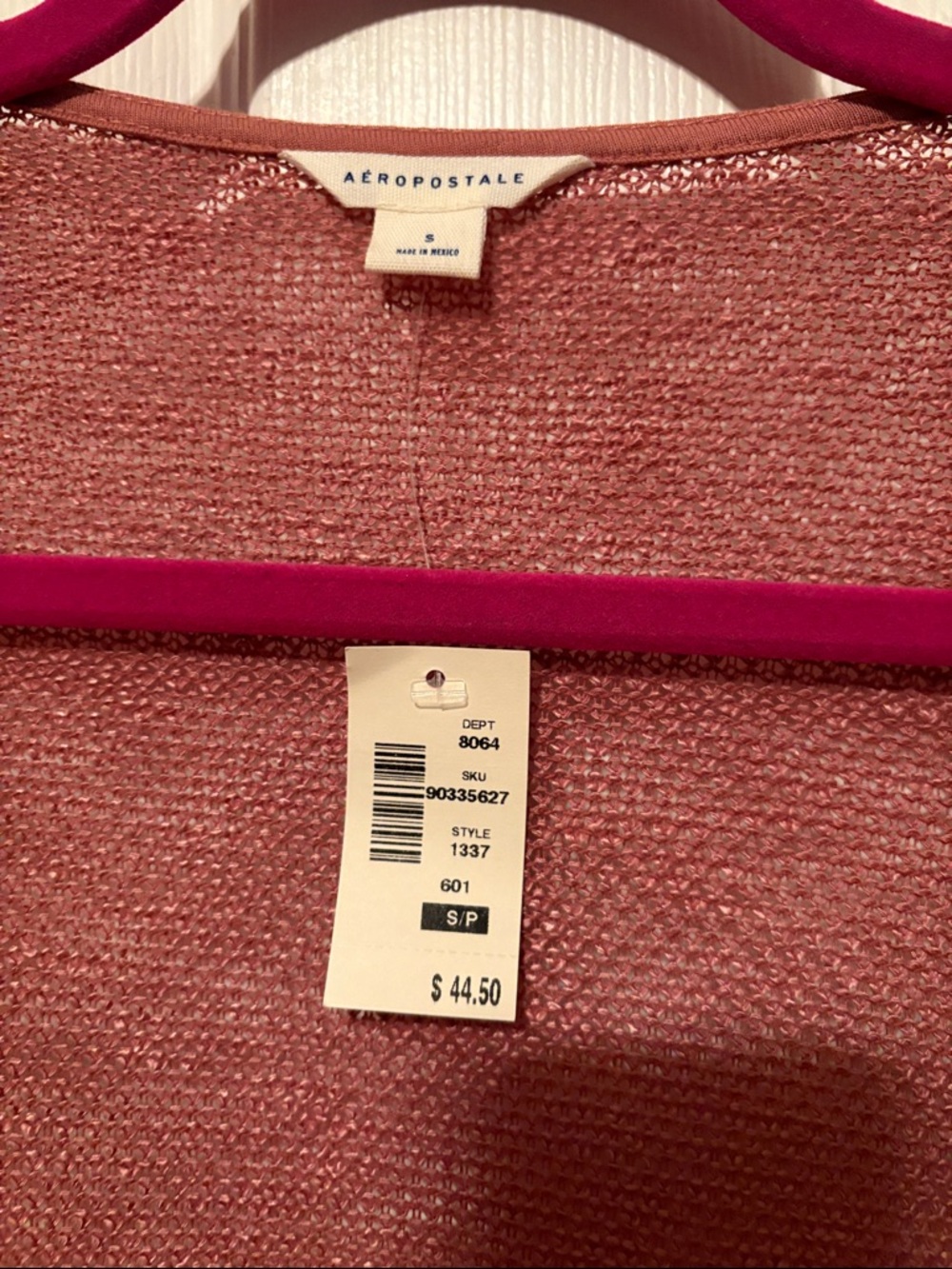 NWT Aeropostale open cardigan relaxed loose fit Sz S coral. Msrp $45. Side slits - Picture 2 of 6